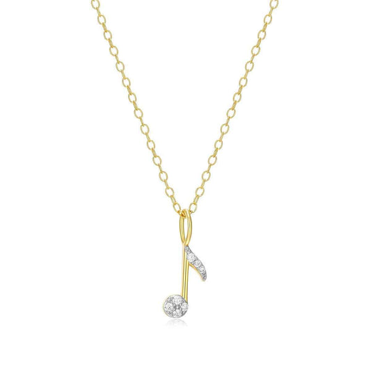 M by Monte Luna Lab-Grown Diamond Accent Eighth Note Pendant in 14K Yellow Gold Plated Sterling Silver