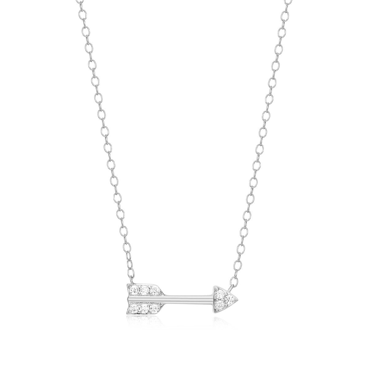 M by Monte Luna 1/10 ct. tw. Lab-Grown Diamond Arrow Necklace in Rhodium Plated Sterling Silver
