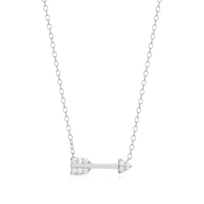 M by Monte Luna 1/10 ct. tw. Lab-Grown Diamond Arrow Necklace in Rhodium Plated Sterling Silver