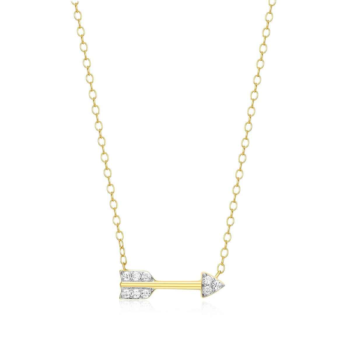 M by Monte Luna 1/10 ct. tw. Lab-Grown Diamond Arrow Necklace in 14K Yellow Gold Plated Sterling Silver