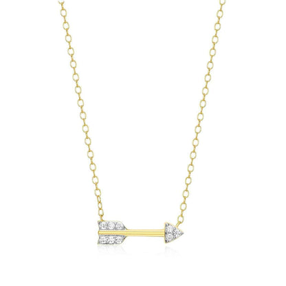 M by Monte Luna 1/10 ct. tw. Lab-Grown Diamond Arrow Necklace in 14K Yellow Gold Plated Sterling Silver