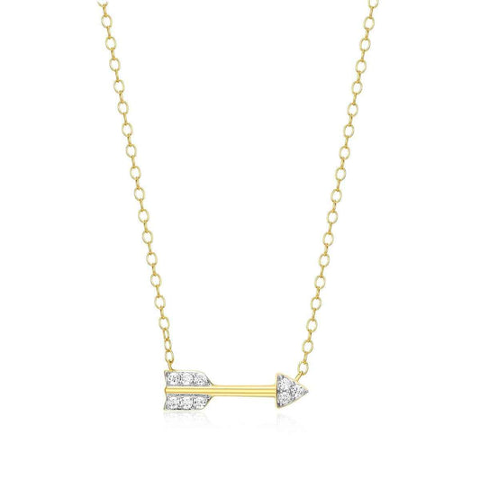 M by Monte Luna 1/10 ct. tw. Lab-Grown Diamond Arrow Necklace in 14K Yellow Gold Plated Sterling Silver