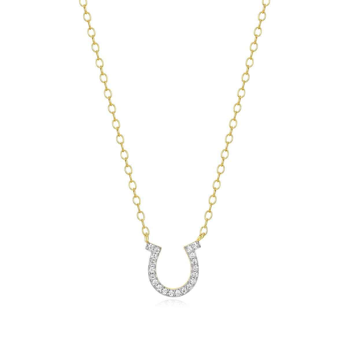 M by Monte Luna Lab-Grown Diamond Accent Horseshoe Necklace in 14K Yellow Gold Plated Sterling Silver
