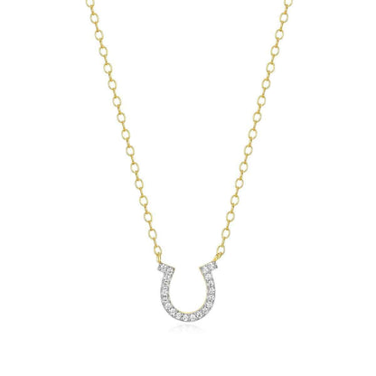 M by Monte Luna Lab-Grown Diamond Accent Horseshoe Necklace in 14K Yellow Gold Plated Sterling Silver