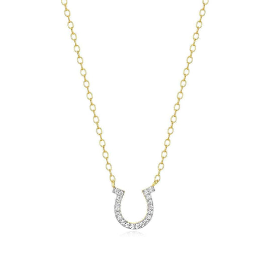 M by Monte Luna Lab-Grown Diamond Accent Horseshoe Necklace in 14K Yellow Gold Plated Sterling Silver