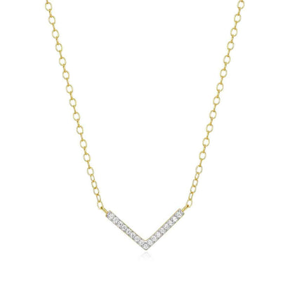 M by Monte Luna Lab-Grown Diamond Accent Chevron Necklace in 14K Yellow Gold Plated Sterling Silver