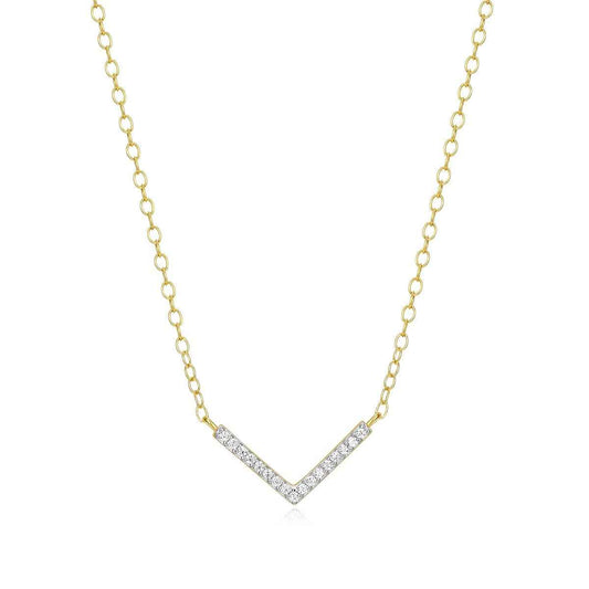 M by Monte Luna Lab-Grown Diamond Accent Chevron Necklace in 14K Yellow Gold Plated Sterling Silver