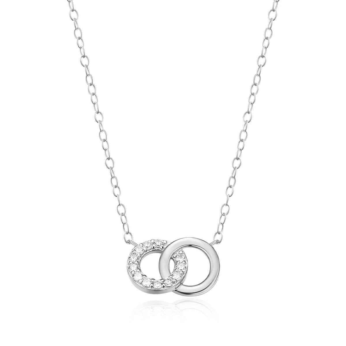 M by Monte Luna 1/10 ct. tw. Lab-Grown Diamond Linked Circle Pendant in Rhodium Plated Sterling Silver