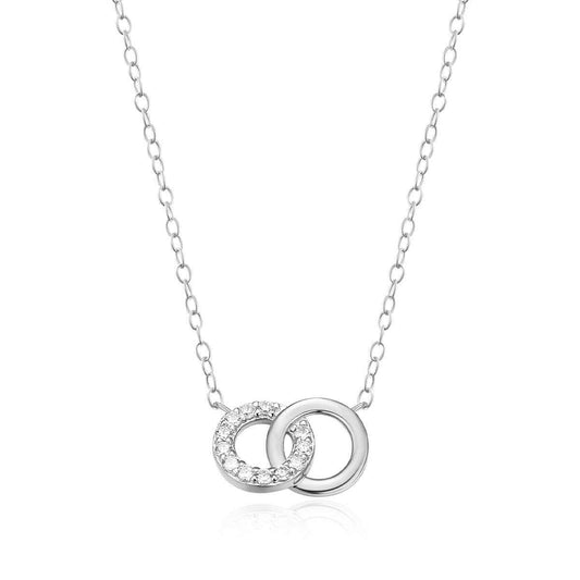 M by Monte Luna 1/10 ct. tw. Lab-Grown Diamond Linked Circle Pendant in Rhodium Plated Sterling Silver