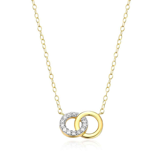 M by Monte Luna 1/10 ct. tw. Lab-Grown Diamond Linked Circle Pendant in 14K Yellow Gold Plated Sterling Silver