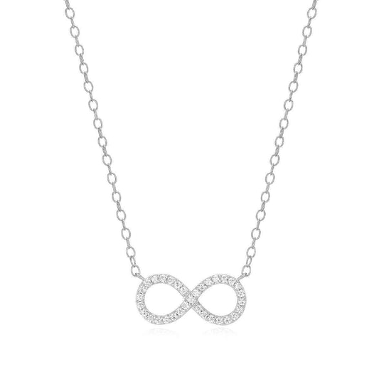 M by Monte Luna 1/10 ct. tw. Lab-Grown Diamond Infinity Necklace in Rhodium Plated Sterling Silver