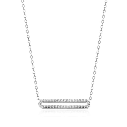 M by Monte Luna 1/10 ct. tw. Lab-Grown Diamond Pave Paperclip Necklace in Rhodium Plated Sterling Silver