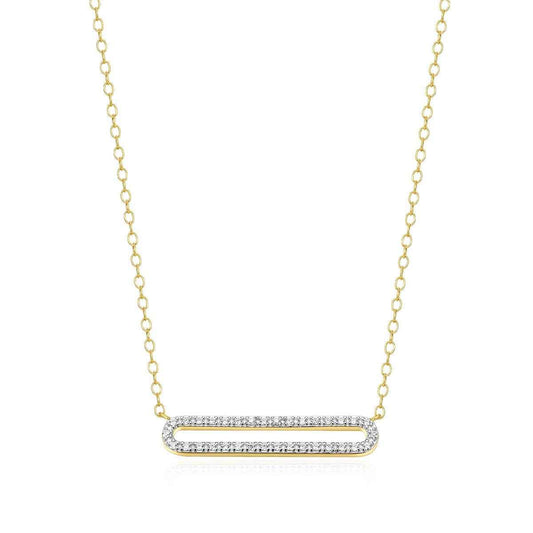 M by Monte Luna 1/10 ct. tw. Lab-Grown Diamond Pave Paperclip Necklace in 14K Yellow Gold Plated Sterling Silver