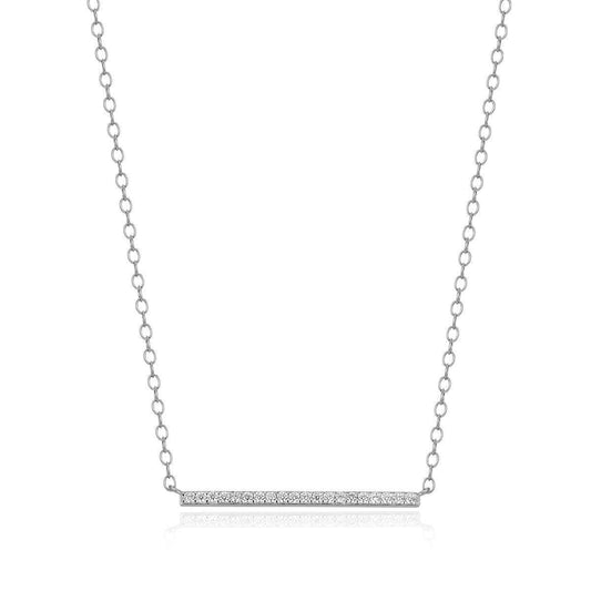 M by Monte Luna 1/10 ct. tw. Lab-Grown Diamond Pave Bar Necklace in Rhodium Plated Sterling Silver