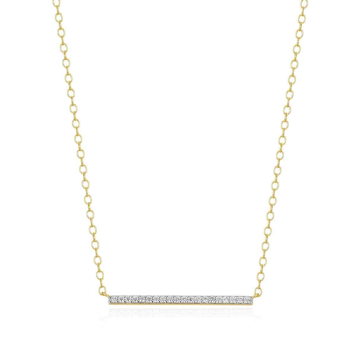 M by Monte Luna 1/10 ct. tw. Lab-Grown Diamond Pave Bar Necklace in 14K Yellow Gold Plated Sterling Silver