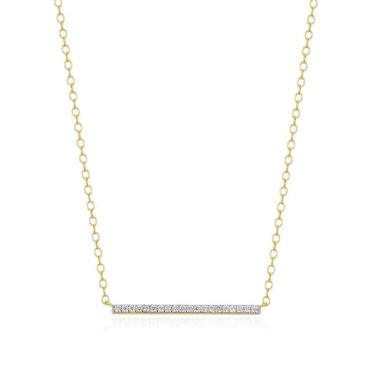 M by Monte Luna 1/10 ct. tw. Lab-Grown Diamond Pave Bar Necklace in 14K Yellow Gold Plated Sterling Silver