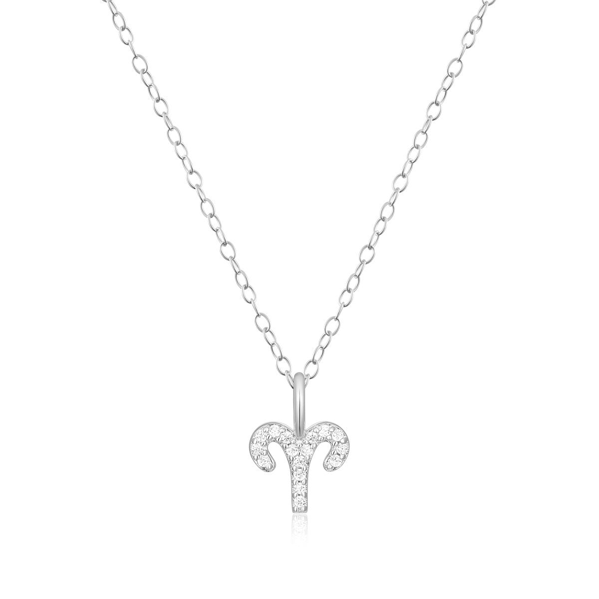 M by Monte Luna Lab-Grown Diamond Accent Aries Pendant in Rhodium Plated Sterling Silver