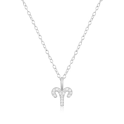 M by Monte Luna Lab-Grown Diamond Accent Aries Pendant in Rhodium Plated Sterling Silver