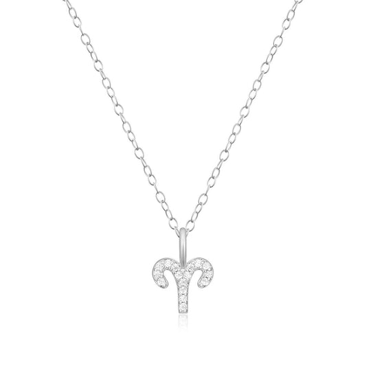 M by Monte Luna Lab-Grown Diamond Accent Aries Pendant in Rhodium Plated Sterling Silver