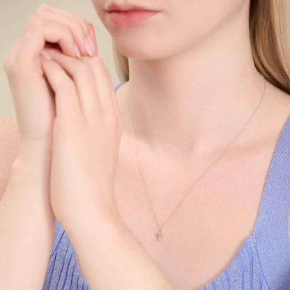 M by Monte Luna Lab-Grown Diamond Accent Aries Pendant in Rhodium Plated Sterling Silver front view