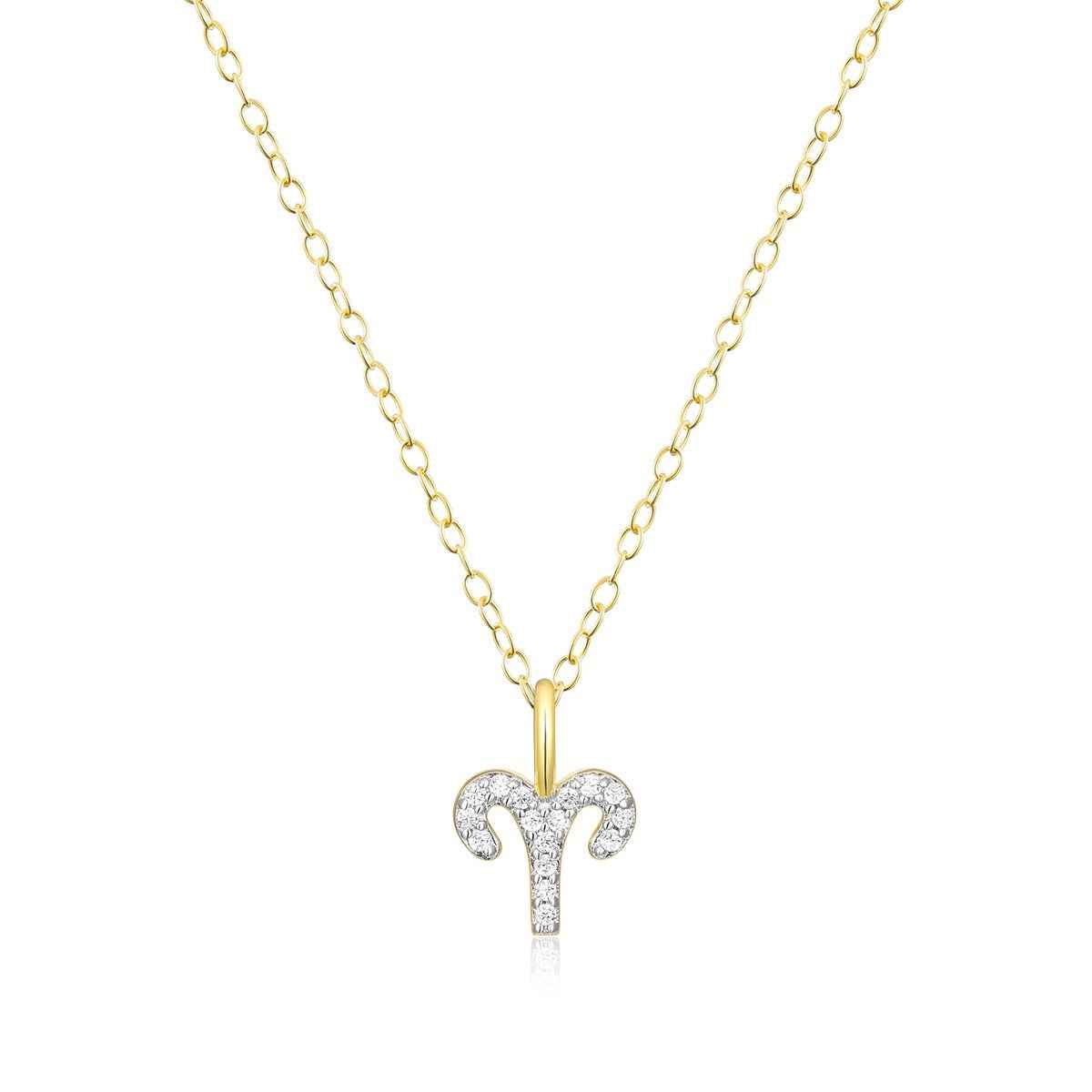 M by Monte Luna Lab-Grown Diamond Accent Aries Pendant in 14K Yellow Gold Plated Sterling Silver