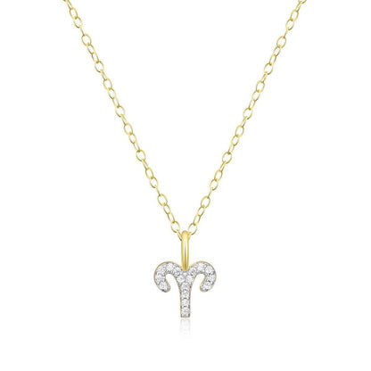 M by Monte Luna Lab-Grown Diamond Accent Aries Pendant in 14K Yellow Gold Plated Sterling Silver