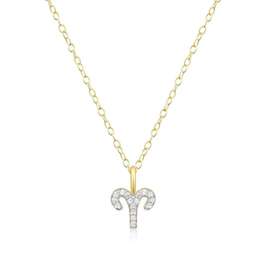 M by Monte Luna Lab-Grown Diamond Accent Aries Pendant in 14K Yellow Gold Plated Sterling Silver