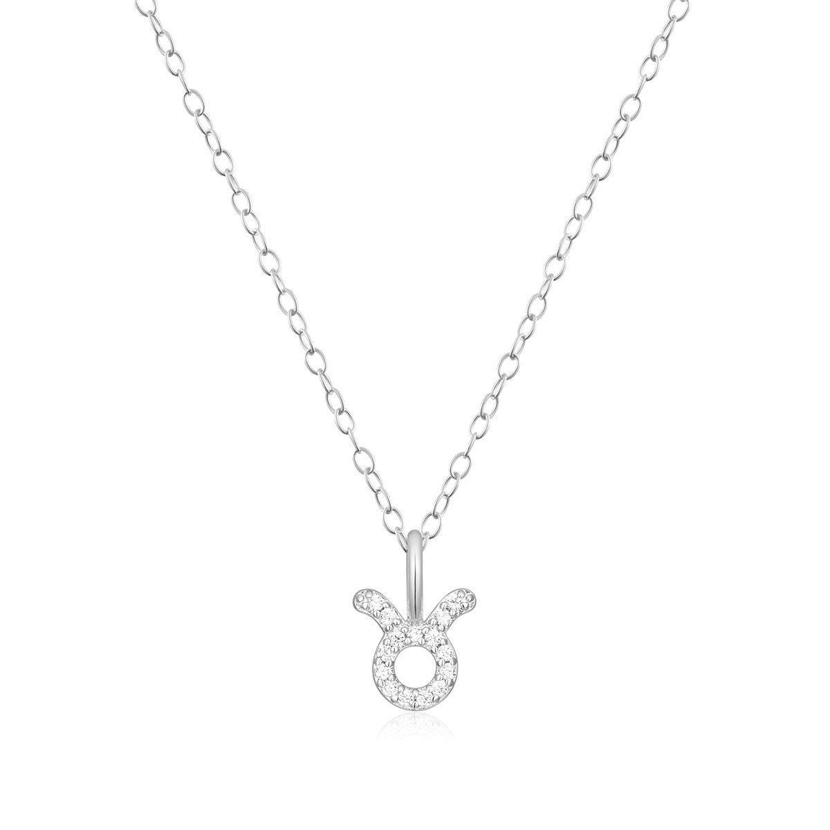 M by Monte Luna Lab-Grown Diamond Accent Taurus Pendant in Rhodium Plated Sterling Silver
