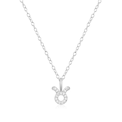 M by Monte Luna Lab-Grown Diamond Accent Taurus Pendant in Rhodium Plated Sterling Silver