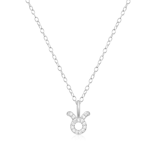 M by Monte Luna Lab-Grown Diamond Accent Taurus Pendant in Rhodium Plated Sterling Silver