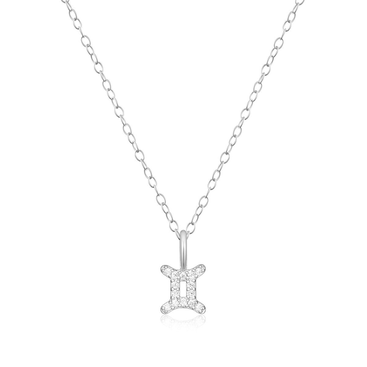 M by Monte Luna Lab-Grown Diamond Accent Gemini Pendant in Rhodium Plated Sterling Silver