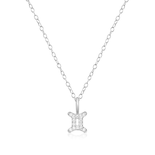 M by Monte Luna Lab-Grown Diamond Accent Gemini Pendant in Rhodium Plated Sterling Silver