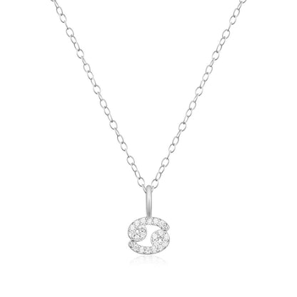M by Monte Luna Lab-Grown Diamond Accent Cancer Pendant in Rhodium Plated Sterling Silver