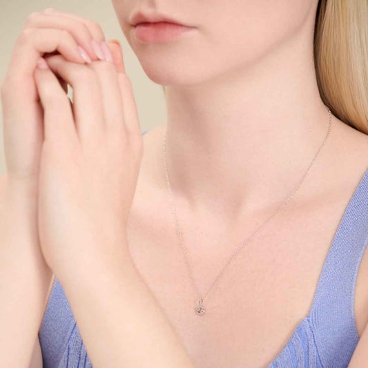 M by Monte Luna Lab-Grown Diamond Accent Cancer Pendant in Rhodium Plated Sterling Silver front view