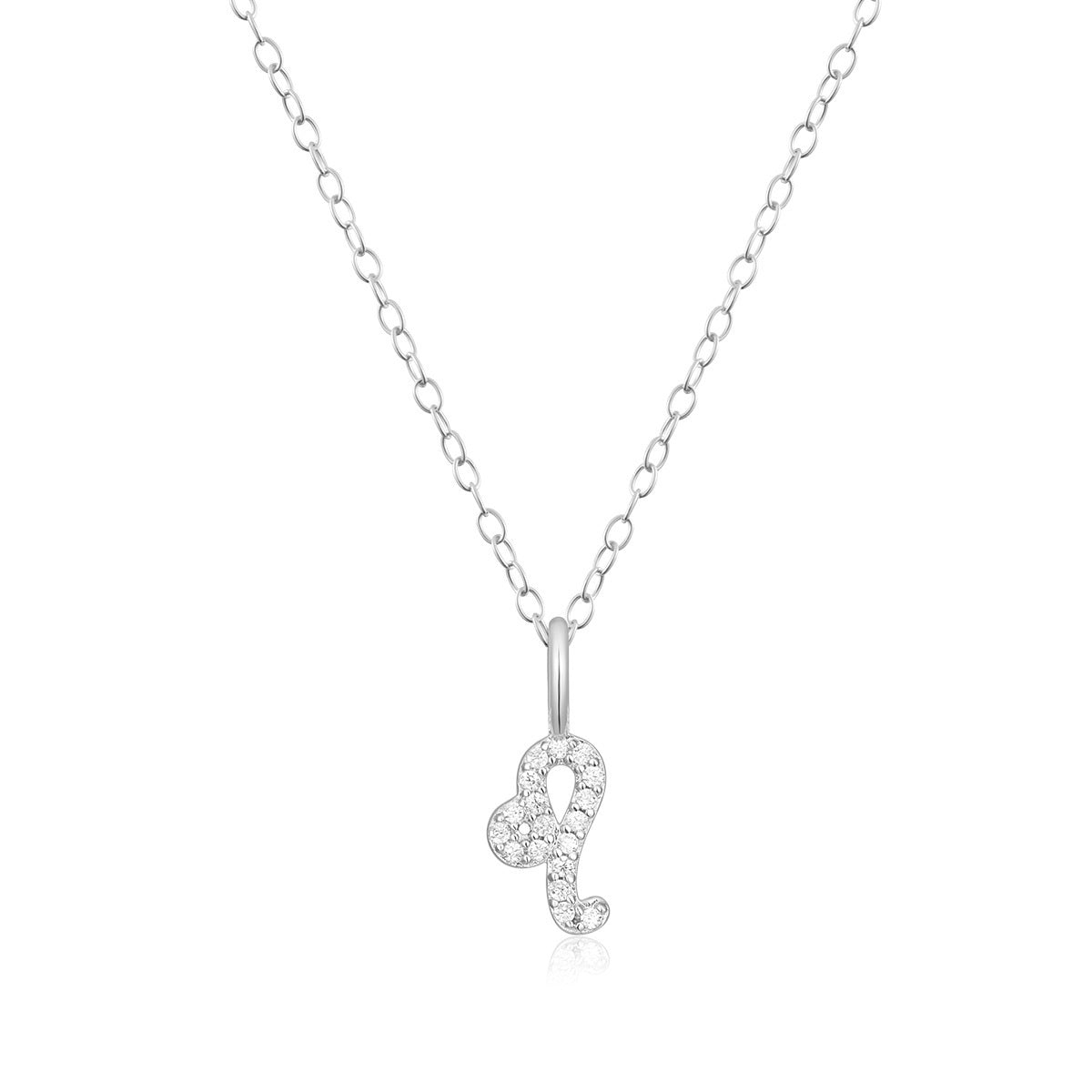 M by Monte Luna Lab-Grown Diamond Accent Leo Pendant in Rhodium Plated Sterling Silver