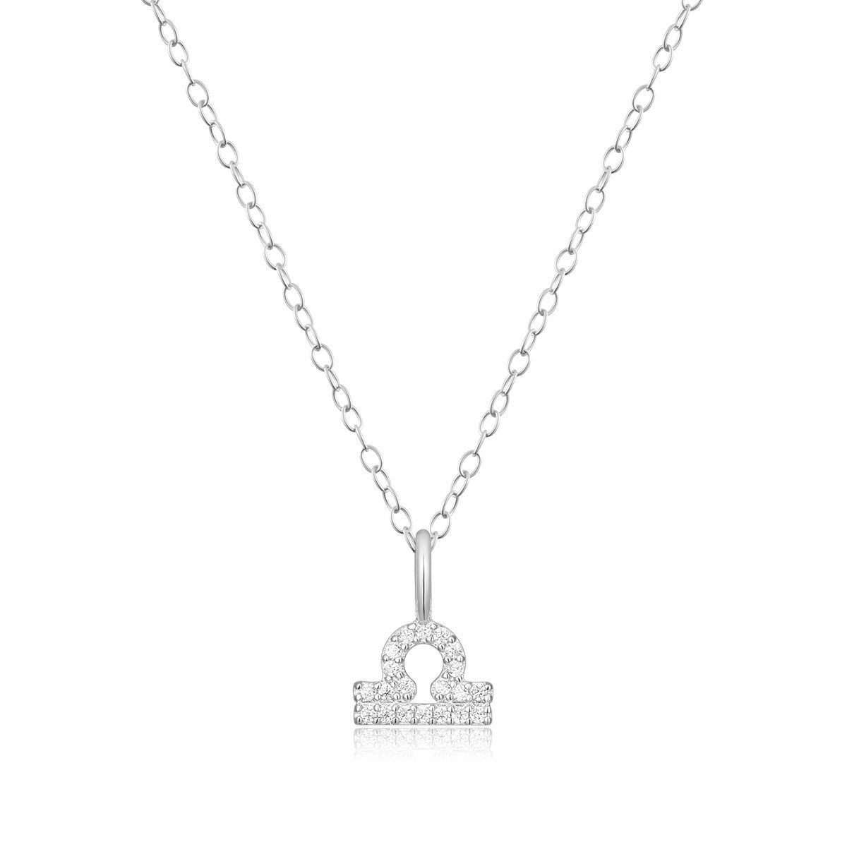 M by Monte Luna Lab-Grown Diamond Accent Libra Pendant in Rhodium Plated Sterling Silver
