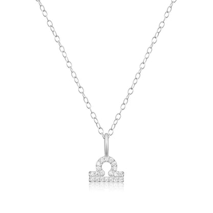 M by Monte Luna Lab-Grown Diamond Accent Libra Pendant in Rhodium Plated Sterling Silver