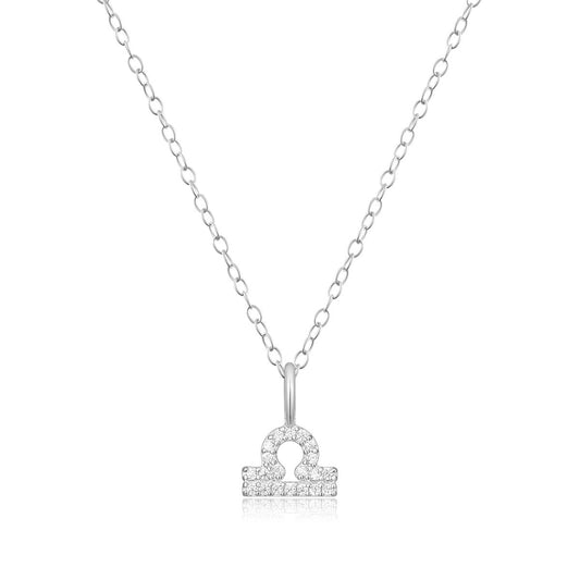 M by Monte Luna Lab-Grown Diamond Accent Libra Pendant in Rhodium Plated Sterling Silver