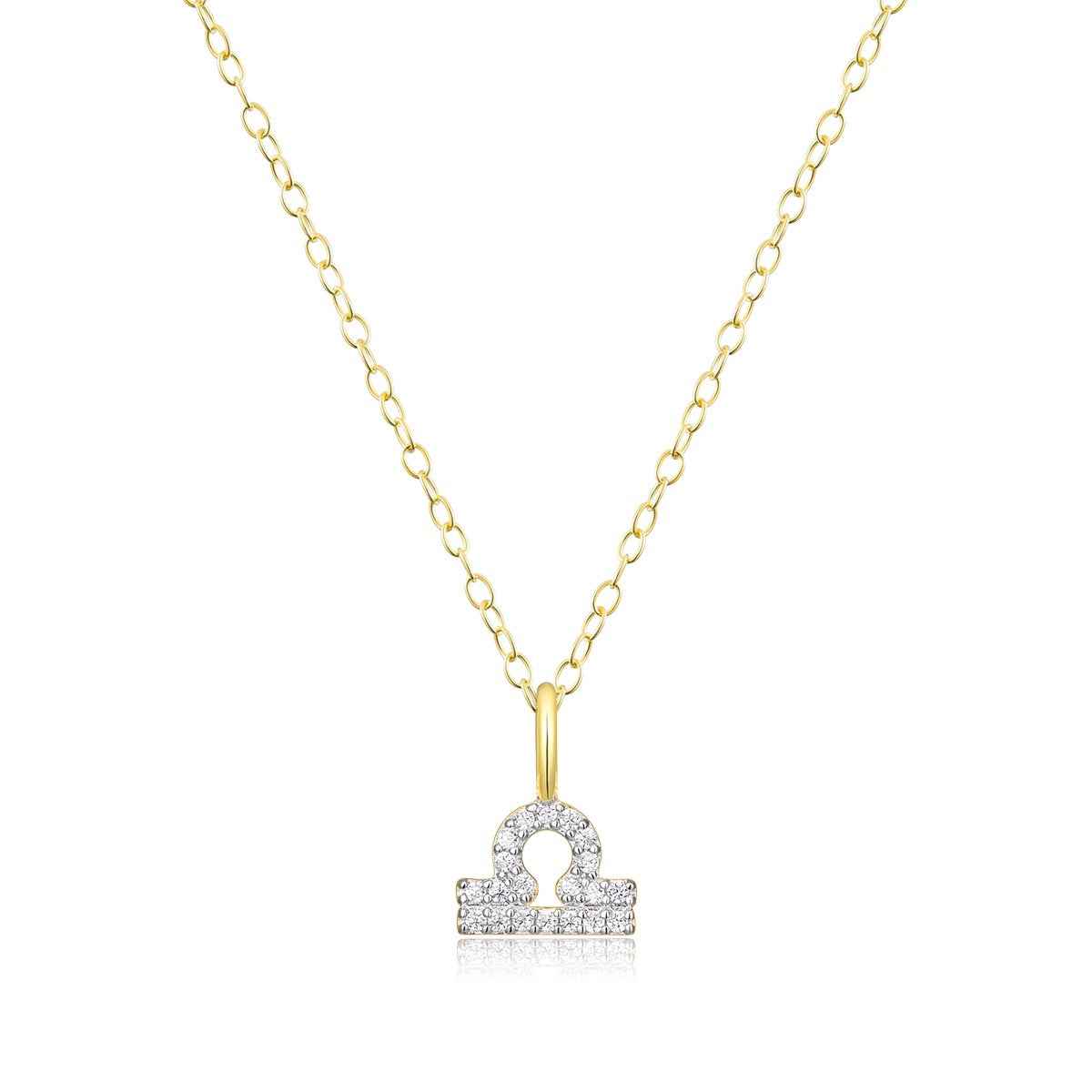 M by Monte Luna Lab-Grown Diamond Accent Libra Pendant in 14K Yellow Gold Plated Sterling Silver