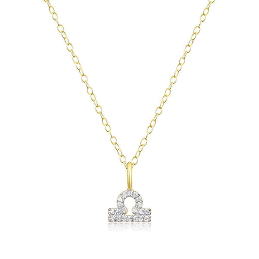 M by Monte Luna Lab-Grown Diamond Accent Libra Pendant in 14K Yellow Gold Plated Sterling Silver