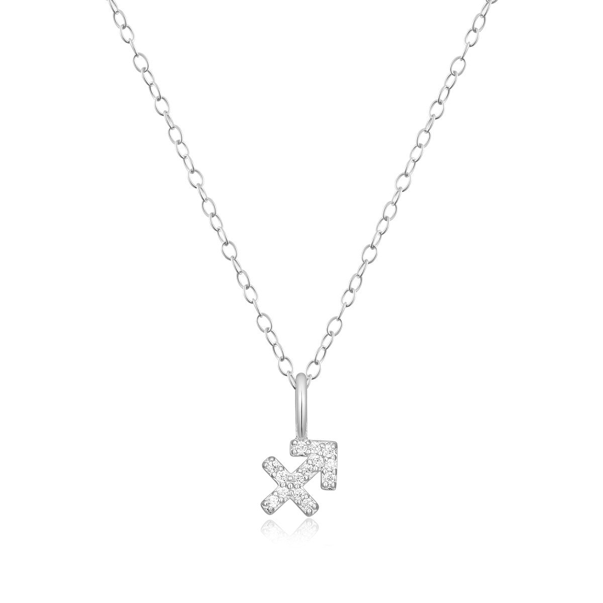 M by Monte Luna Lab-Grown Diamond Accent Sagittarius Pendant in Rhodium Plated Sterling Silver