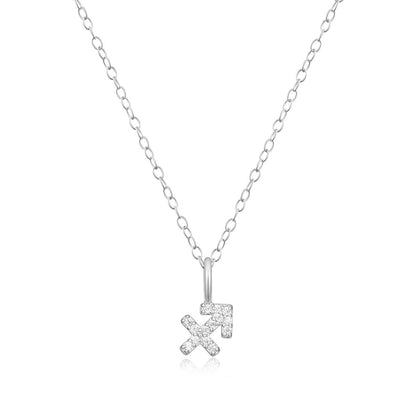 M by Monte Luna Lab-Grown Diamond Accent Sagittarius Pendant in Rhodium Plated Sterling Silver