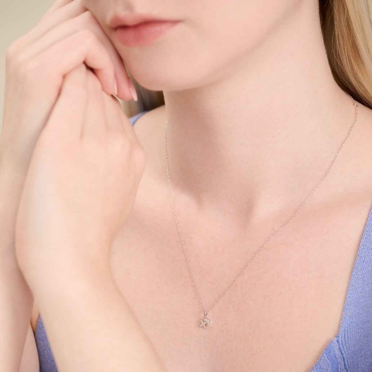 M by Monte Luna Lab-Grown Diamond Accent Sagittarius Pendant in Rhodium Plated Sterling Silver front view