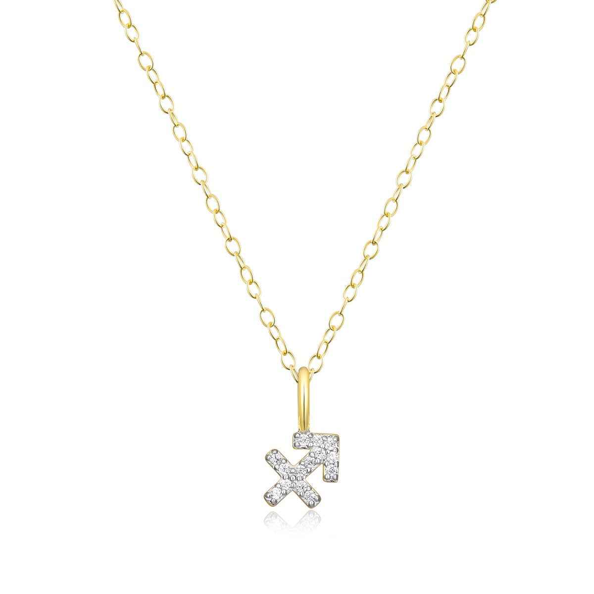 M by Monte Luna Lab-Grown Diamond Accent Sagittarius Pendant in 14K Yellow Gold Plated Sterling Silver