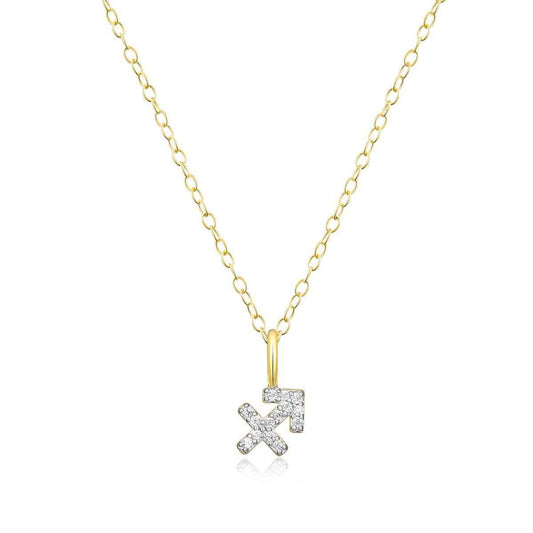 M by Monte Luna Lab-Grown Diamond Accent Sagittarius Pendant in 14K Yellow Gold Plated Sterling Silver