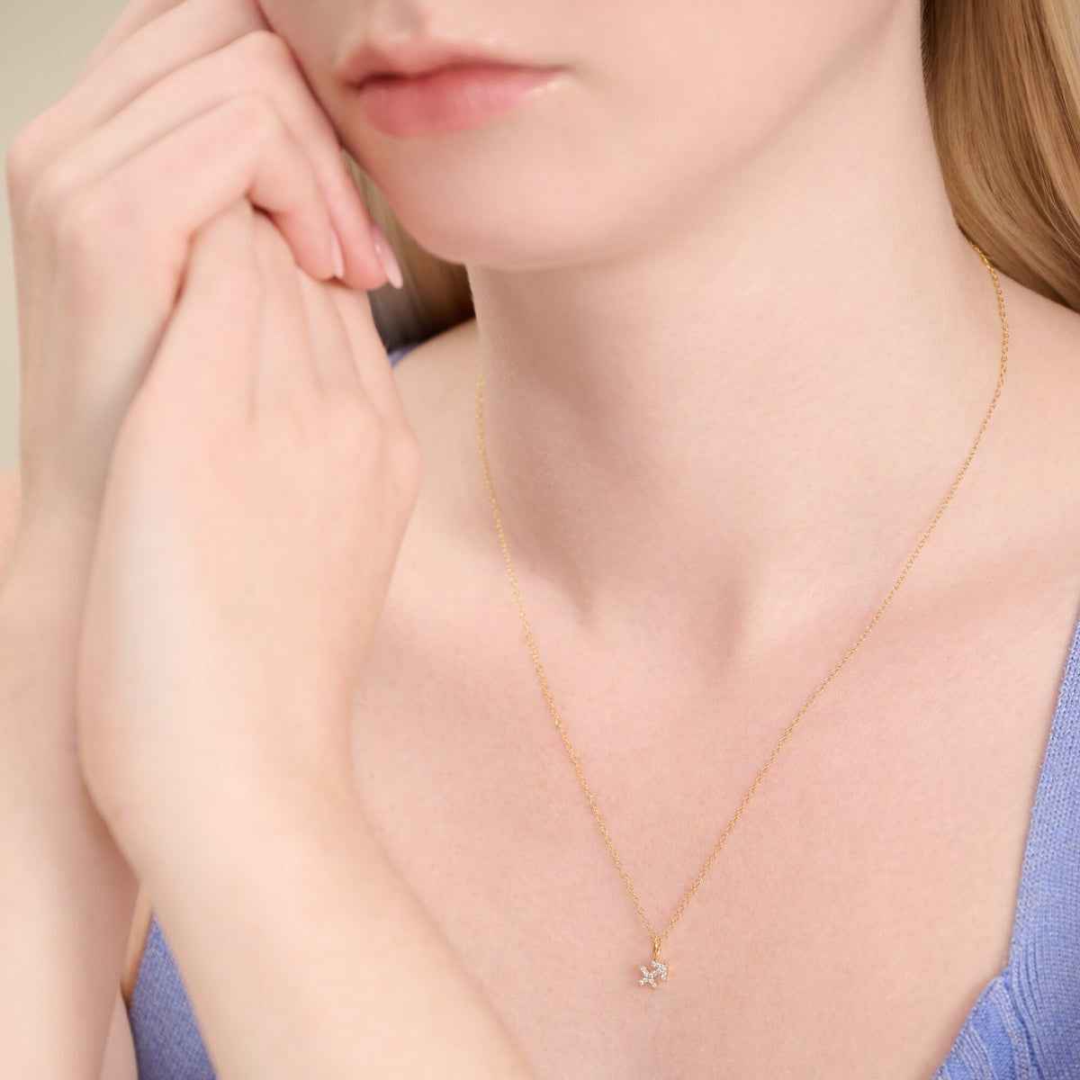 M by Monte Luna Lab-Grown Diamond Accent Sagittarius Pendant in 14K Yellow Gold Plated Sterling Silver front view