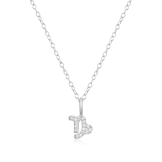 M by Monte Luna Lab-Grown Diamond Accent Capricorn Pendant in Rhodium Plated Sterling Silver
