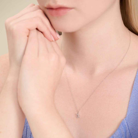 M by Monte Luna Lab-Grown Diamond Accent Capricorn Pendant in Rhodium Plated Sterling Silver front view