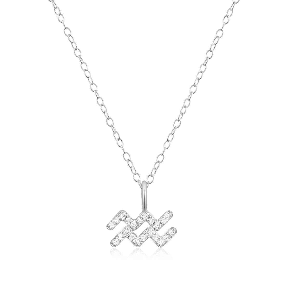 M by Monte Luna Lab-Grown Diamond Accent Aquarius Pendant in Rhodium Plated Sterling Silver
