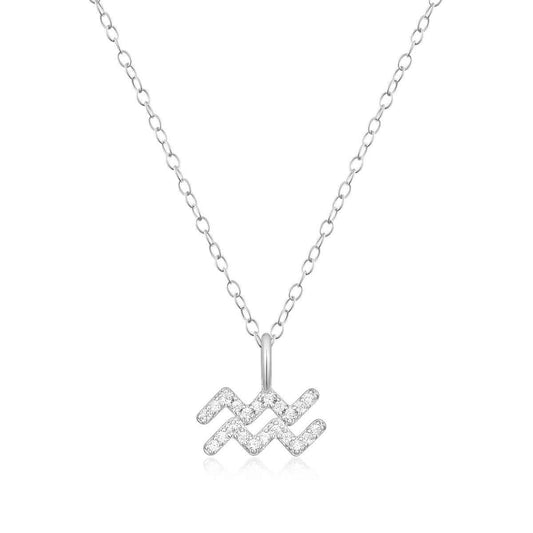 M by Monte Luna Lab-Grown Diamond Accent Aquarius Pendant in Rhodium Plated Sterling Silver